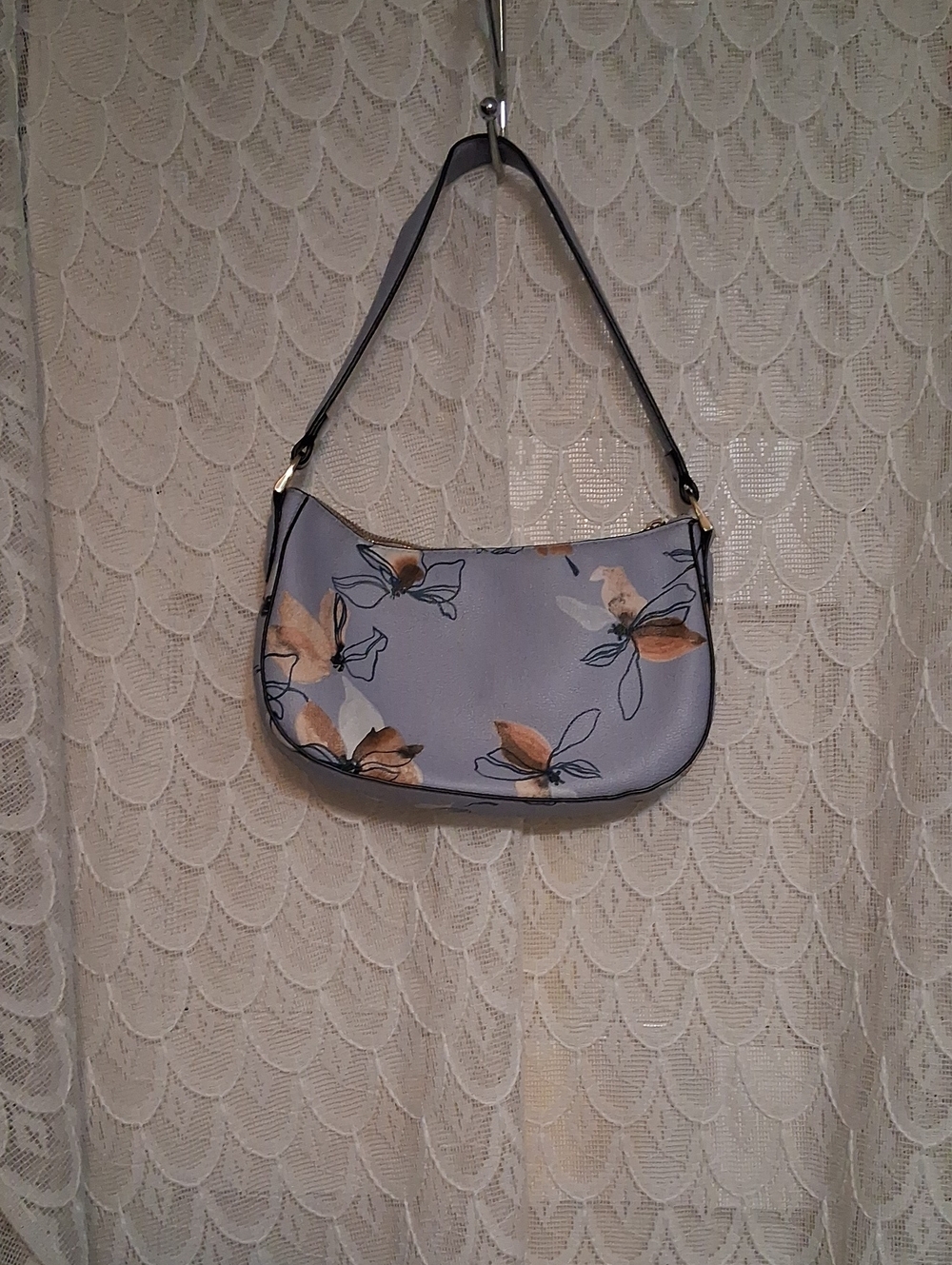 a new day Lavender Blue Floral Shoulder Bag
